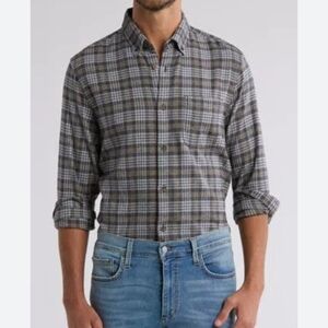 14th & Union Trim Fit Stretch Grindle Black & Gray Beck Plaid Shirt Sz 2XL NEW